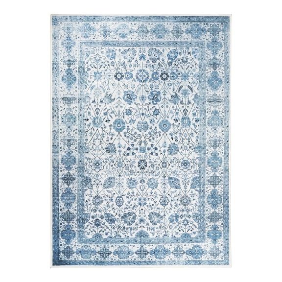 My Magic Carpet 5'x7' Machine Washable Non-Slip Dining Living Room Area Rug - Lerik Blue