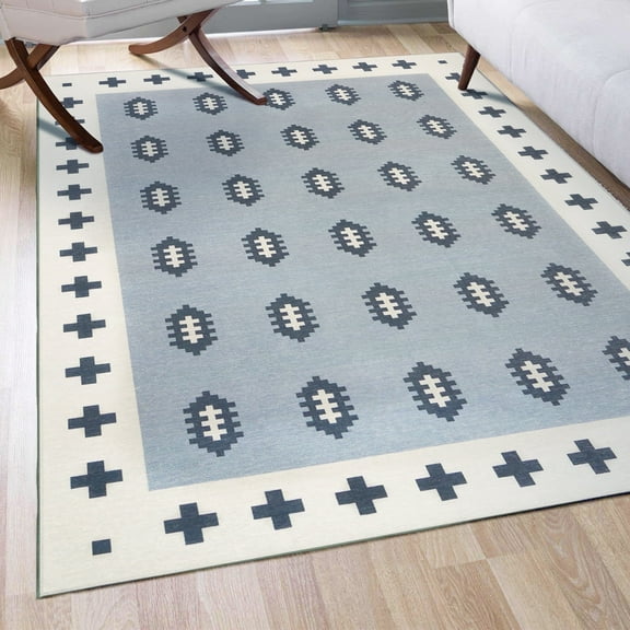 My Magic Carpet 5'x7' Machine Washable Non-Slip Dining Living Room Area Rug, Nordic Weave Cool Grey