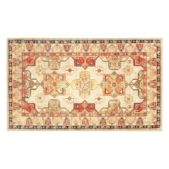 My Magic Carpet 3'x5' Machine Washable Non-Slip Kitchen Entryway Area Rug - Ottoman Natural