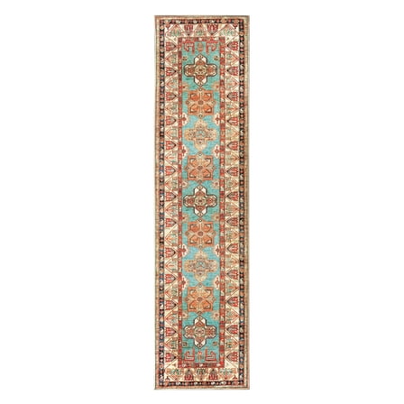 My Magic Carpet 2.5'x10' Machine Washable Non-Slip Kitchen Hallway Runner Rug - Ottoman Turquoise