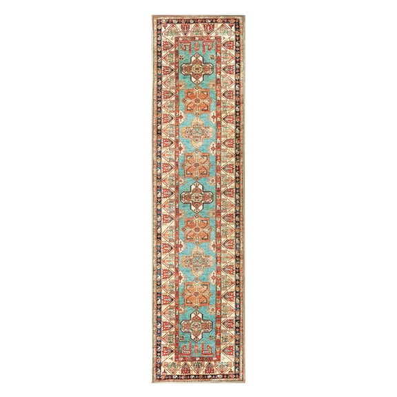 My Magic Carpet 2.5'x10' Machine Washable Non-Slip Kitchen Hallway Runner Rug - Ottoman Turquoise