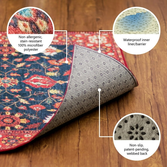 My Magic Carpet Machine Washable Rug Medina Moroccan Diamond Ivory 2.5' X 7' 6' Runner