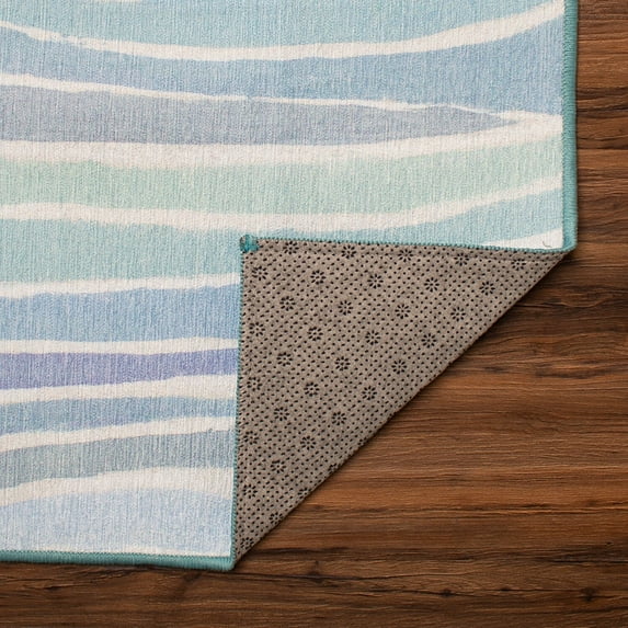 My Magic Carpet Machine Washable Rug Waves Ocean Blue 3' X 5' 3' x 5'