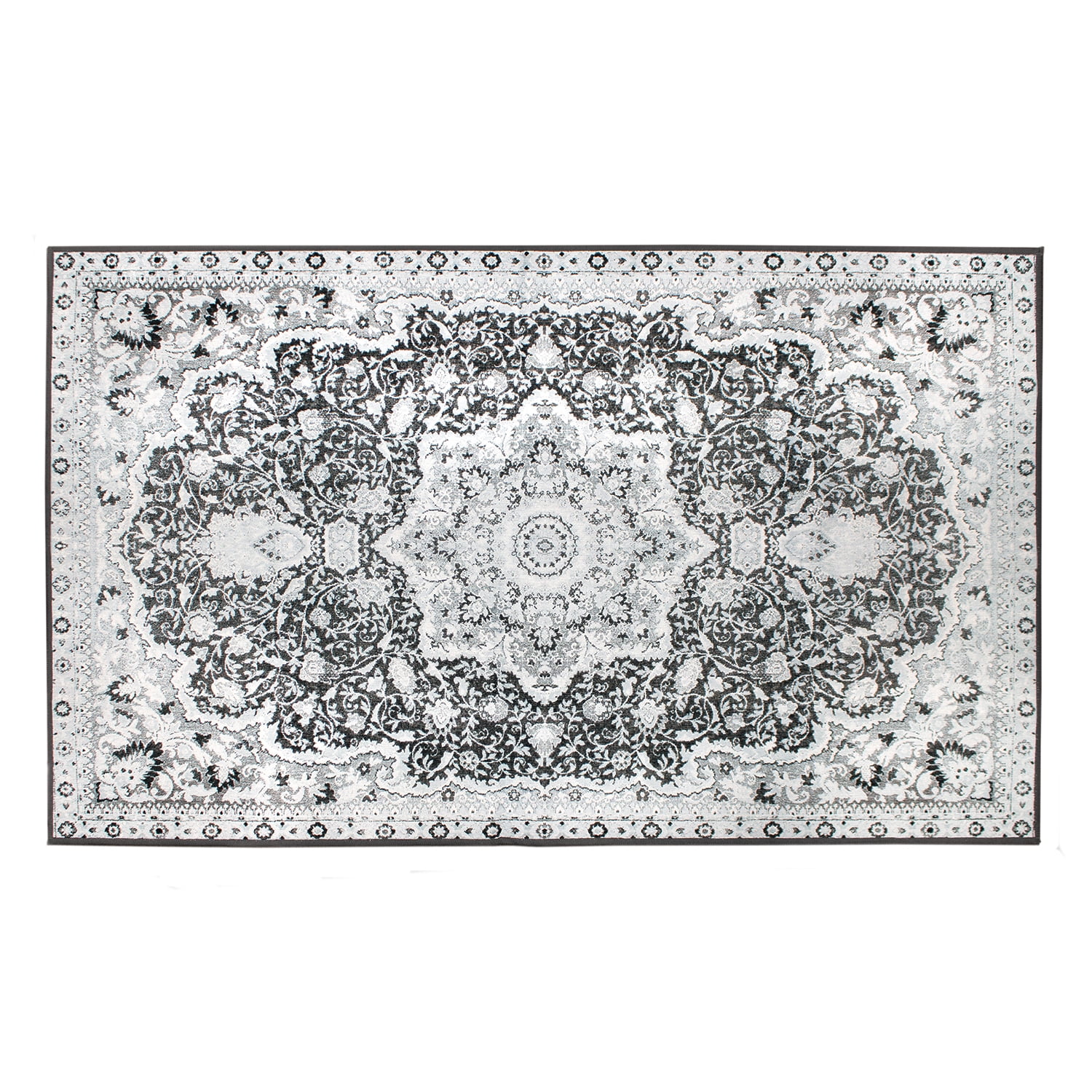 Parviz Grey Intricate Design Washable Non-Slip Rug 3'x5'