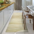 thumbnail image 1 of My Magic Carpet 2.5x7' Machine Washable Non-Slip Stain-Resistant Kitchen Hallway Rug, Waves Natural, 1 of 5