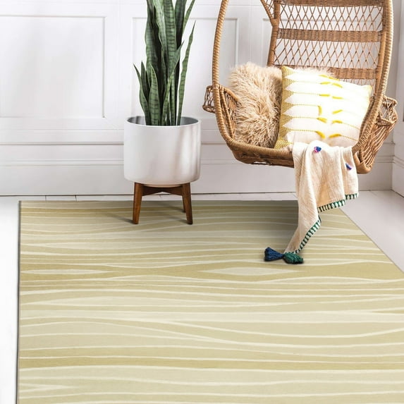 My Magic Carpet 5'x7' Machine Washable Non-Slip Dining Living Room Area Rug - Waves Natural