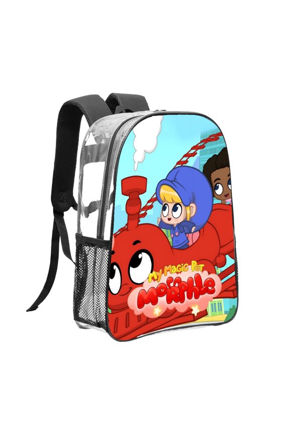 My Magic Pet Morphle-theme Clear Backpack Heavy Duty Transparent Bag See Through Bookbag for Work, Sport, College, Travel12.2X16.9"(31X43cm)