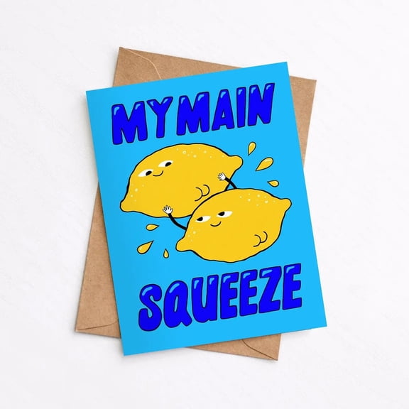 "My Main Squeeze" Lemons Greeting Card Cute Funny Card for Love & Friendship Perfect for Anniversaries, Birthdays, or Just Because Envelope Included