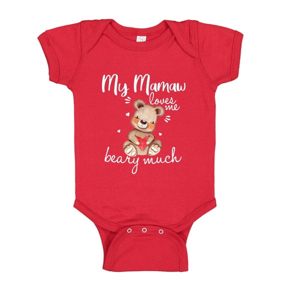 My Mamaw Loves Me Beary Much Baby Bodysuit One Piece 18 mo Red