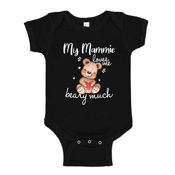 My Mammie Loves Me Beary Much Baby Bodysuit One Piece 12 mo Black