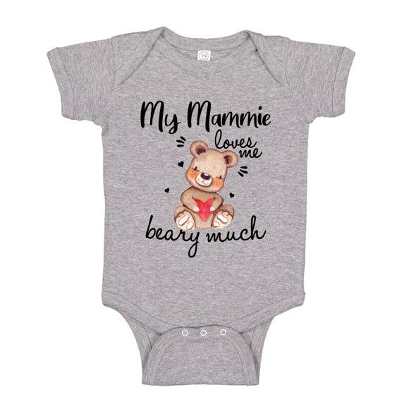My Mammie Loves Me Beary Much Baby Bodysuit One Piece NB Athletic Heather
