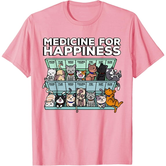 My Medicine for Happiness Called Cat every day kitten Unisex T-Shirt for Men Women Kids Toddler,Light Pink Color,Size L
