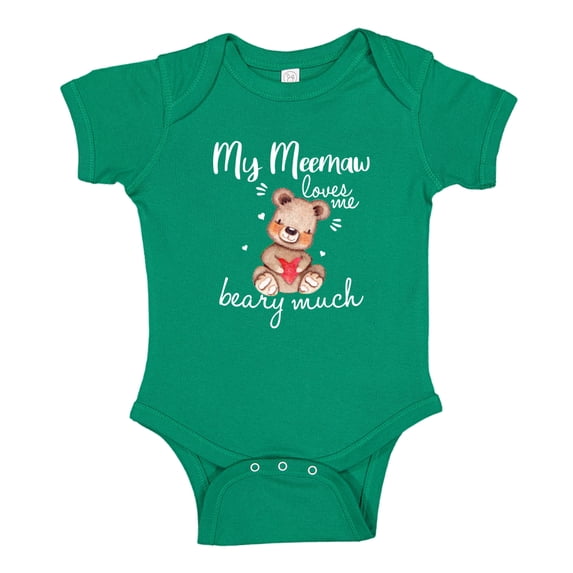 My Meemaw Loves Me Beary Much Baby Bodysuit One Piece 24 mo Kelly Green