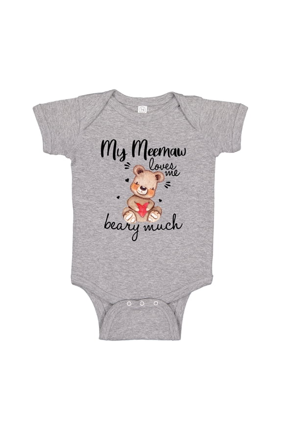 My Meemaw Loves Me Beary Much Baby Bodysuit One Piece 6 mo Athletic Heather