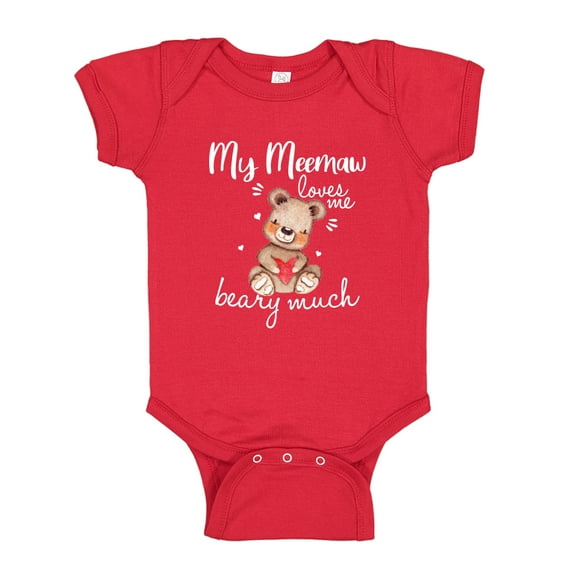My Meemaw Loves Me Beary Much Baby Bodysuit One Piece 6 mo Red
