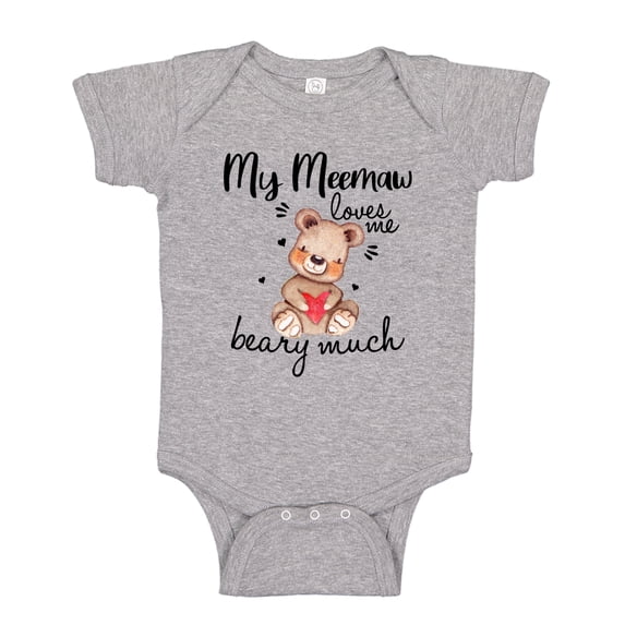 My Meemaw Loves Me Beary Much Baby Bodysuit One Piece NB Athletic Heather