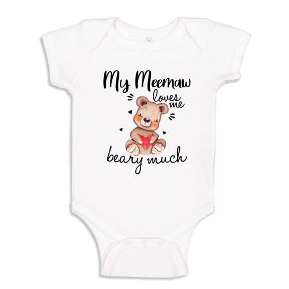 My Meemaw Loves Me Beary Much Baby Bodysuit One Piece NB White
