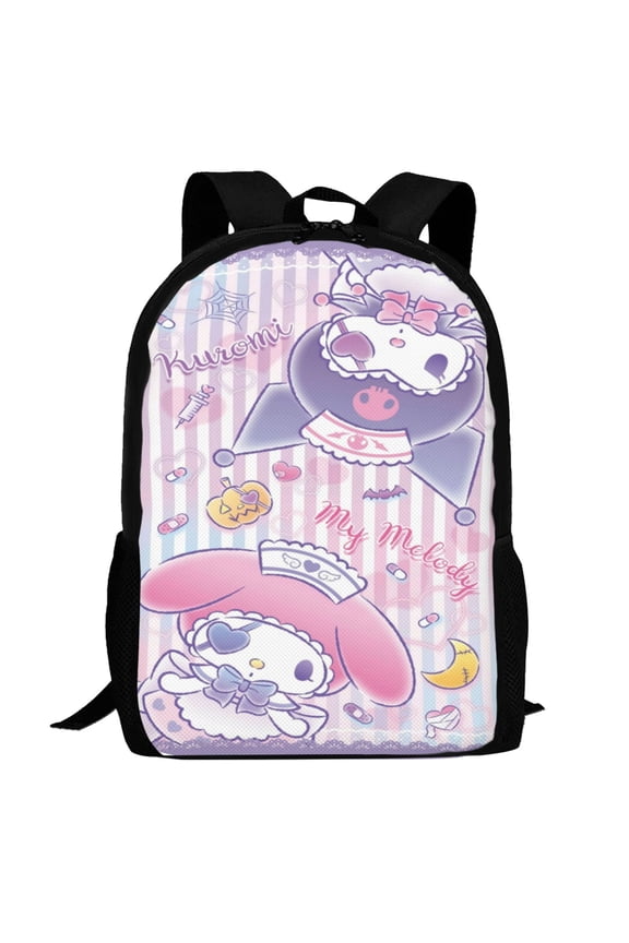 My Melody And Kuromi Backpack,3d Print Laptop Backpack Lightweight Casual Daypack Bookbag Multi-Function Travel Backpack 16.5 In