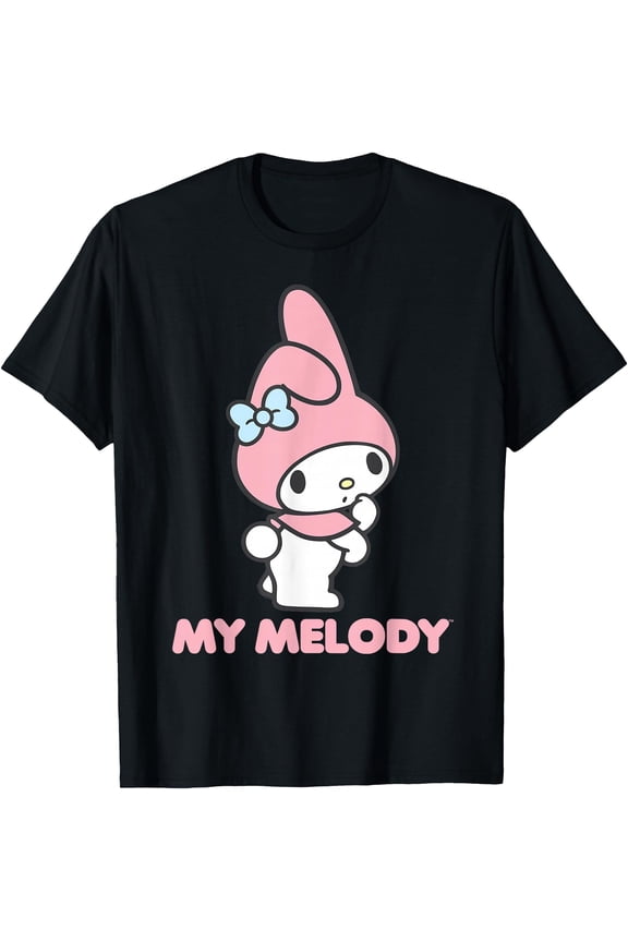 My Melody Backside Logo DTG Print Unisex T-Shirt,Black Color,Size L