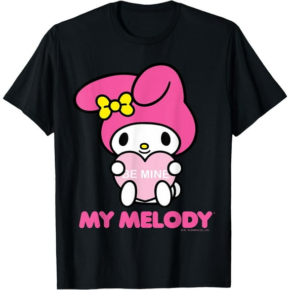 My Melody "Be Mine" Valentine DTG Print Unisex T-Shirt,Black Color,Size 2XL