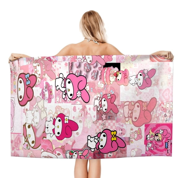My Melody Beach Quick Drying Towel, soft, quick-drying, sand-free, ideal for relaxing or workout at the beach.size 30.7x59in (78x150cm)
