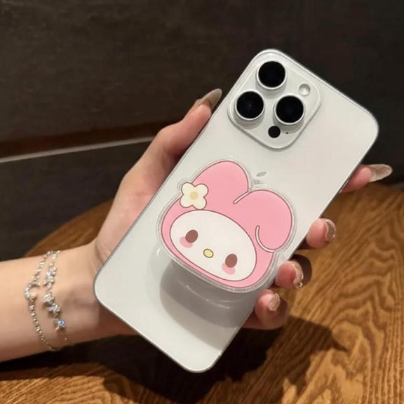My Melody Bunny Inspired MagSafe Phone Grip: Cute Pink Bunny Sanrio Magnetic Phone Holder, Kawaii Aesthetic Pastel Gift, Phon Popgrip