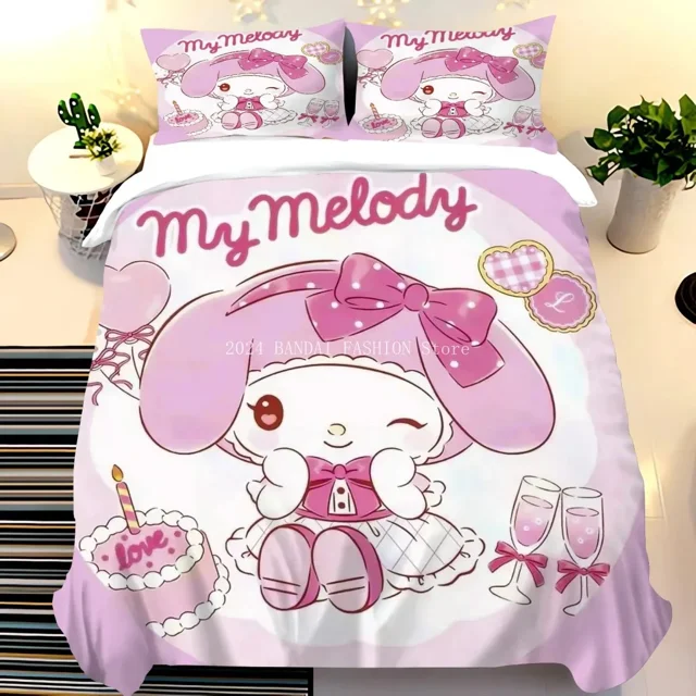 My Melody Cartoon Anime Quilt Duvet Cover Set Comforter Cover King Size