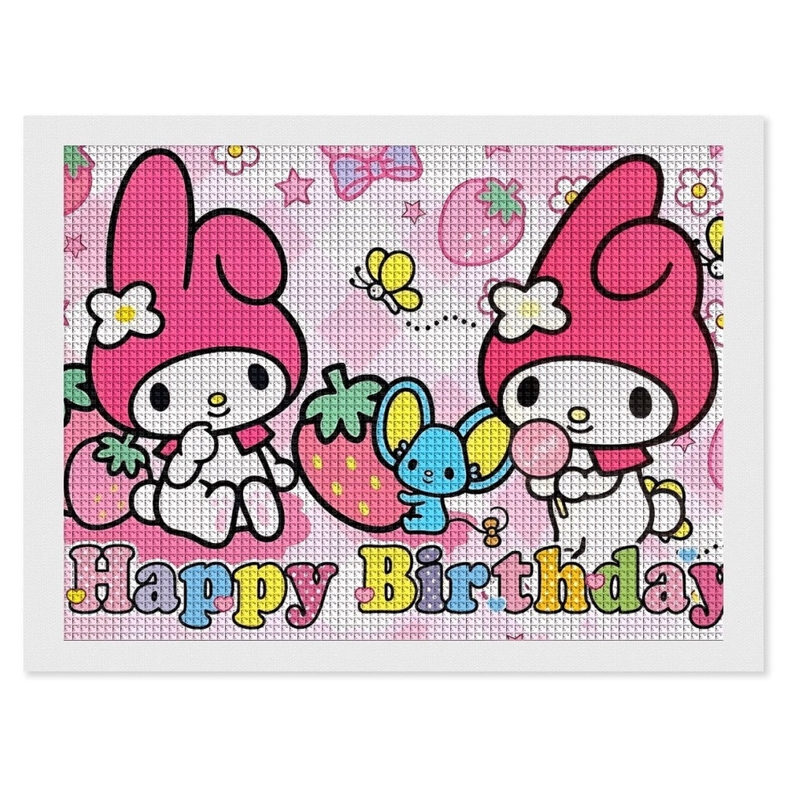 My Melody Diamond Painting Horizontal (Square Diamond) (Canvas), A Craft For Beginners, Suitable As A Gift Or Home Wall Decoration 12"x16"