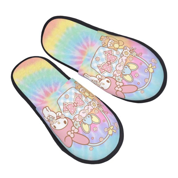 My Melody Furry Slippers For Men Women Fuzzy House Slippers Winter Anti-Slip Indoor And Outdoor Slip On Shoes Medium