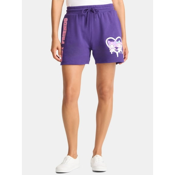 My Melody and Kuromi Women’s Graphic Fleece Shorts, Sizes XXS-XXL