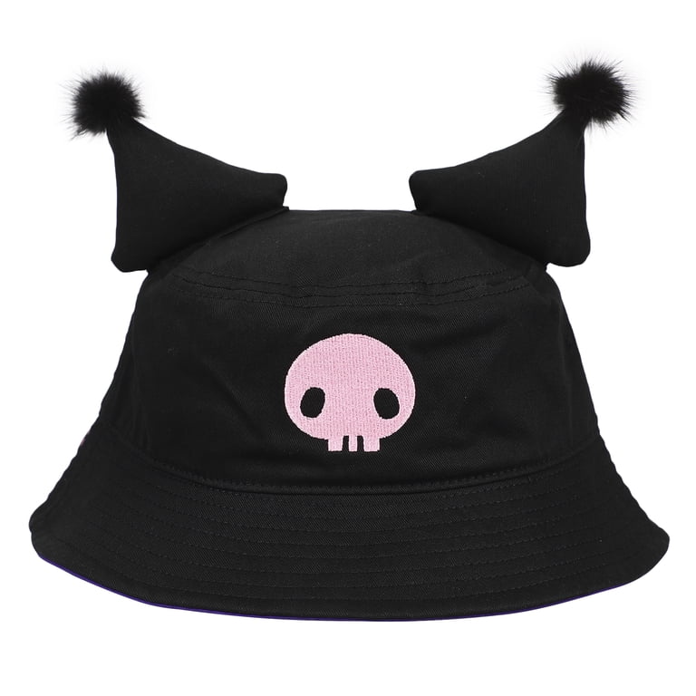 My Melody Kuromi Inspired Black unisex Bucket Hat with ears  display picture 2