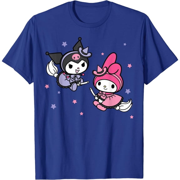 My Melody Kuromi Little Witches Halloween DTG Print Unisex T-Shirt,Royal Blue Color,Size L