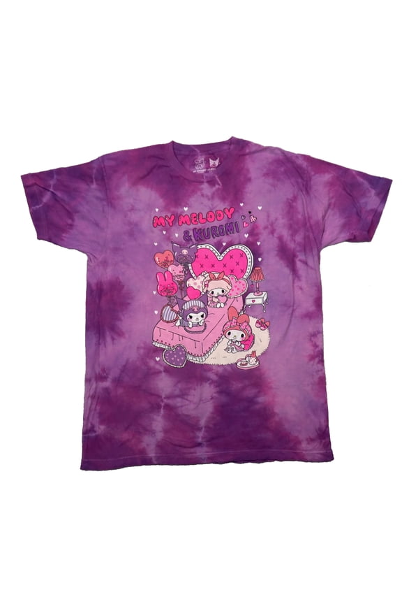 My Melody & Kuromi Mens T-Shirt - Sleepover Duo Tie Dye (Small)