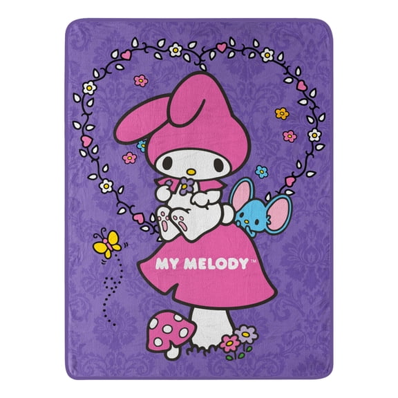 My Melody Lavender Petals Kids Micro Raschel Throw Blanket