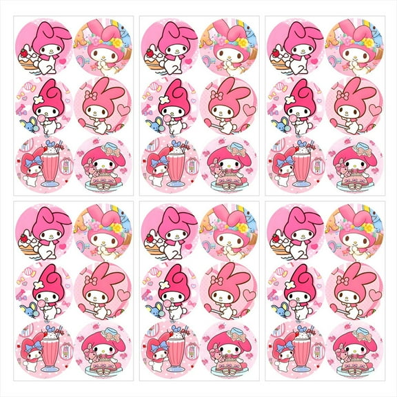 My Melody Stickers Labels Birthday Party Favors Thank You Themed Round Circle Baby Shower 60pcs