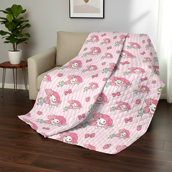 My Melody Stripes Quilted Throw Blanket 60x80 inches