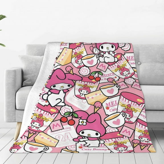 My Melody Throw Blanket Couch Bed Sofa Soft Lightweight Warm Cozy Flannel Fleece Bed Blanket For Kids Adults Gift Multiple Sizes Available 40"X30"