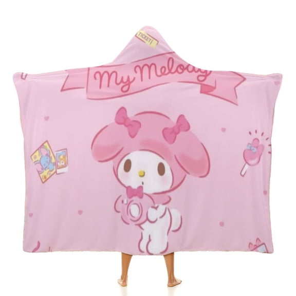 My Melody Wearable Blankets Hooded Soft Hoodie Blanket Winter Warm Throw Blankets Cape 40"x50"
