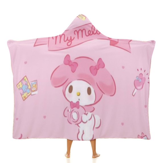 My Melody Wearable Blankets Hooded Soft Hoodie Blanket Winter Warm Throw Blankets Cape 60"x80"
