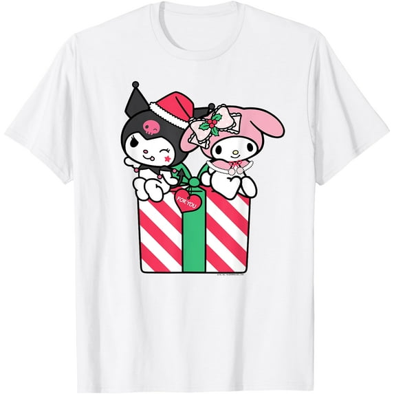 My Melody and Kuromi Christmas Gift DTG Print Unisex T-Shirt,White Color,Size 3XL