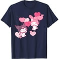 thumbnail image 1 of My Melody and Kuromi Valentine's Day Hearts DTG Print Unisex T-Shirt,Navy Color,Size 2T, 1 of 5