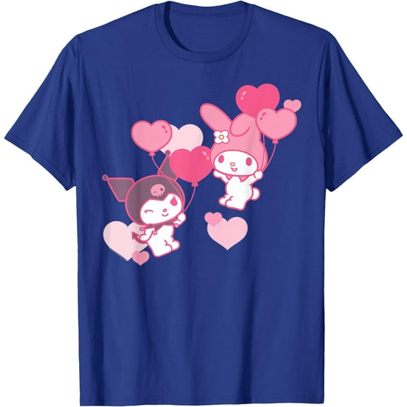 My Melody and Kuromi Valentine's Day Hearts DTG Print Unisex T-Shirt,Royal Blue Color,Size 3T