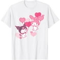 thumbnail image 1 of My Melody and Kuromi Valentine's Day Hearts DTG Print Unisex T-Shirt, 1 of 5