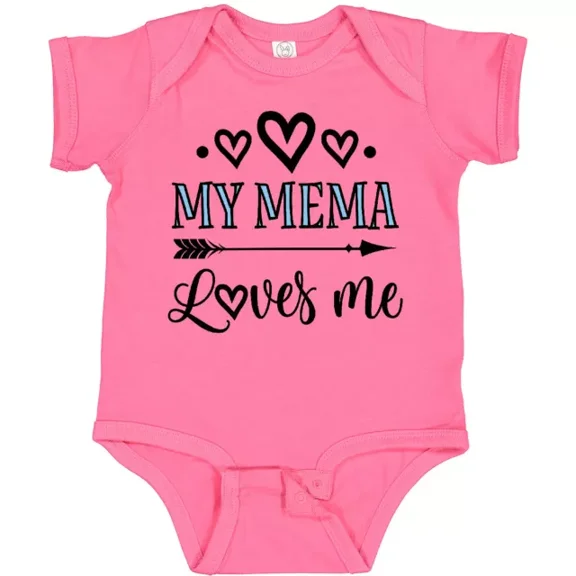 My Mema Loves Me Girls Outfit Baby Bodysuit Girl Childs Grandchildren Bodysuit Cute Baby Onesie, BABY BODYSUIT LAT 4424
