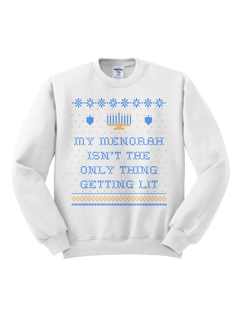Too Lit Hanukkah Ugly Sweater Light Up Menorah Get Lit Hanukkah
