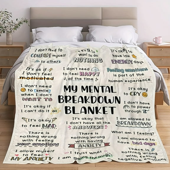 My Mental Breakdown Blanket - Contemporary White 100% Polyester Flannel Knit, Machine Washable, Tear-Resistant, Digital Print, All-Season Use