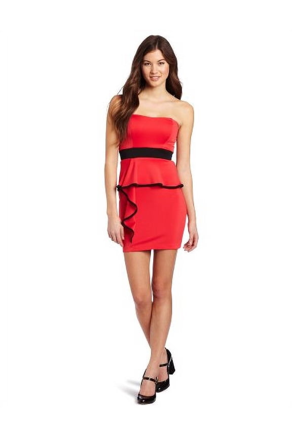Teen-girlswomen's Juniors Strapless Dress, Pink, 3
