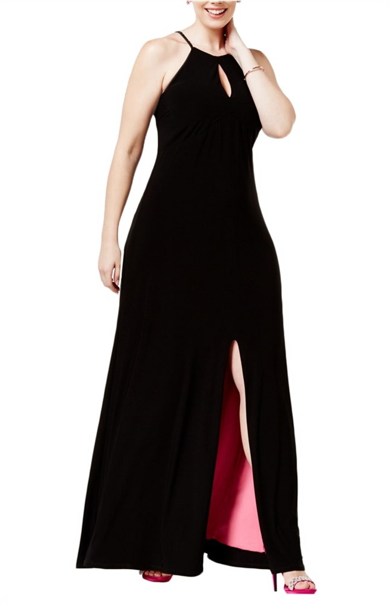 My Michelle Womens Plunge Neck Maxi Dress, Black, 1 - Walmart.com