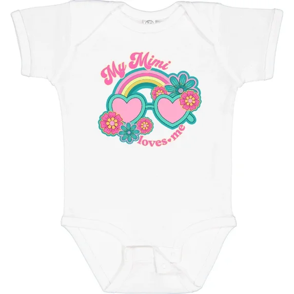 My Mimi Loves Me Granddaughter Baby Bodysuit Girls Childs Flowered Hws Bodysuit Cute Baby Onesie, BABY BODYSUIT LAT 4424