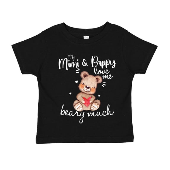 My Mimi and Pappy Love Me Beary Much Toddler T-Shirt 2T Black